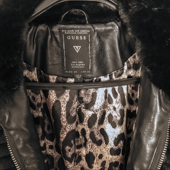 GUESS Faux Fur and Leopard Fall Jacket size Small - Picture 6 of 7